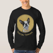 Boston Terrier Painting - Cute Original Dog Art T-shirt (Voorkant)