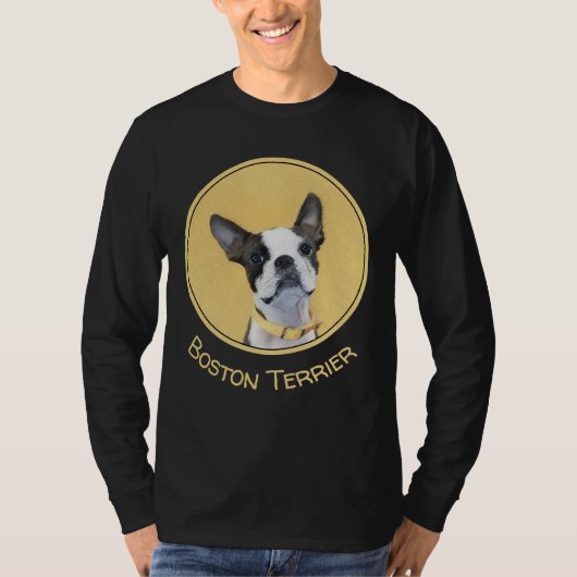 Boston Terrier Painting - Cute Original Dog Art T-shirt (Voorkant)