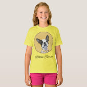 Boston Terrier Painting - Cute Original Dog Art T- T-shirt (Voorkant volledig)