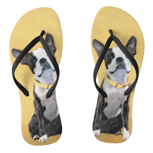 Boston Terrier Painting - Cute Original Dog Art Teenslippers (Voetbed)