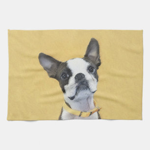 Boston Terrier Painting - Cute Original Dog Art Theedoek