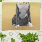 Boston Terrier Painting - Cute Original Dog Art Theedoek (Gevouwen)