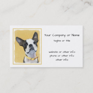 Boston Terrier Painting - Cute Original Dog Art Visitekaartje