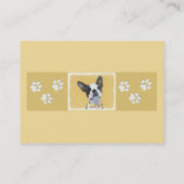 Boston Terrier Painting - Cute Original Dog Art Visitekaartje (Achterkant)