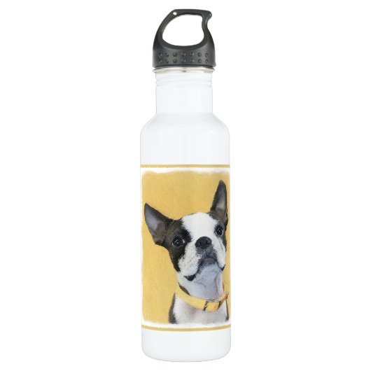 Boston Terrier Painting - Cute Original Dog Art Waterfles (Voorkant)