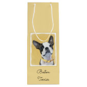 Boston Terrier Painting - Cute Original Dog Art Wijn Cadeautas (Achterkant)