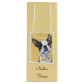 Boston Terrier Painting - Cute Original Dog Art Wijn Cadeautas (Voorkant)