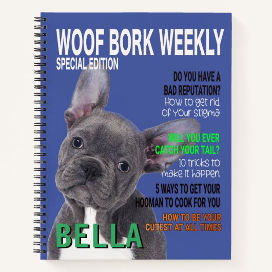 Boston Terrier Parody Magazine Hoesje Notitieboek (Voorkant)