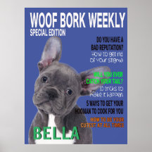 Boston Terrier Parody Magazine Hoesje Poster
