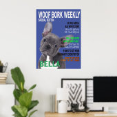 Boston Terrier Parody Magazine Hoesje Poster (Thuiskantoor)