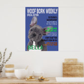 Boston Terrier Parody Magazine Hoesje Poster (Keuken)