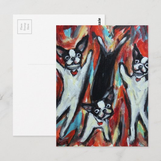 Boston Terrier Party Love Briefkaart (Voorkant / Achterkant)