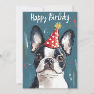 Boston Terrier Party Pet Verjaardagsfeest Kaart