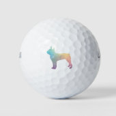 Boston Terrier Pastel Geo Pattern Silhouette Golfballen (Voorkant)