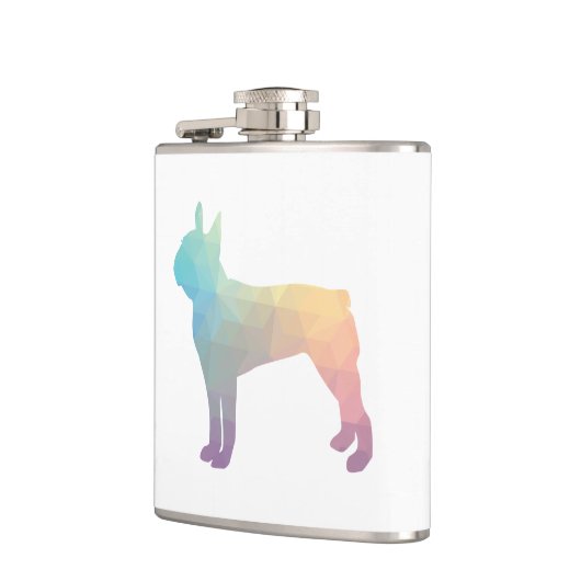 Boston Terrier Pastel Geo Pattern Silhouette Heupfles (Links)