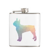 Boston Terrier Pastel Geo Pattern Silhouette Heupfles (Voorkant)