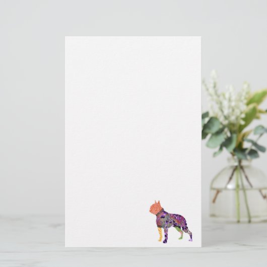 Boston Terrier Patchwork Pet Briefpapier (Staand voorkant)