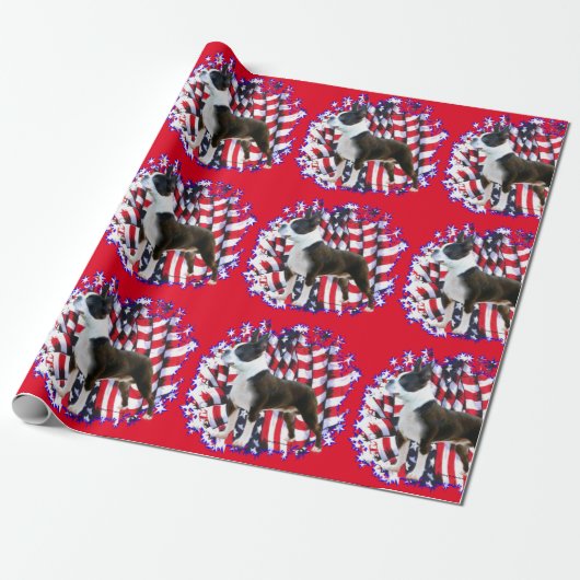 Boston Terrier Patriot Cadeaupapier (Uitgerold)