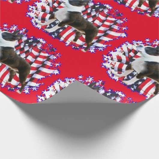Boston Terrier Patriot Cadeaupapier (Hoek)