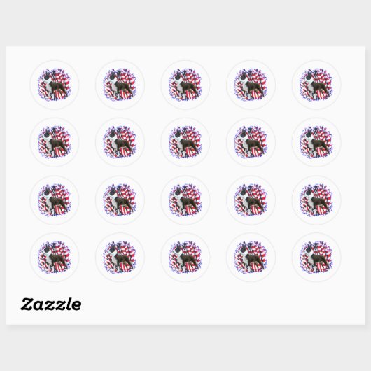 Boston Terrier Patriot Ronde Sticker (Vel)