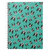 Boston Terrier Pattern-laptop - Blauwgroen Notitieboek (Voorkant)