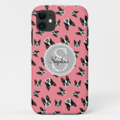 Boston Terrier Pattern Monogram Cell Case Case (Achterkant)