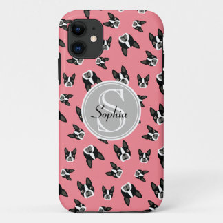 Boston Terrier Pattern Monogram Cell Case Case