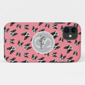 Boston Terrier Pattern Monogram Cell Case Case (Achterkant (horizontaal))