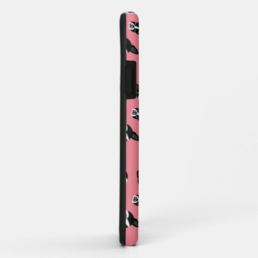 Boston Terrier Pattern Monogram Cell Case Case (Achterkant/rechts)