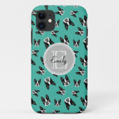 Boston Terrier Pattern Monogram Cell Case Case (Achterkant)