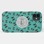 Boston Terrier Pattern Monogram Cell Case Case (Achterkant (horizontaal))