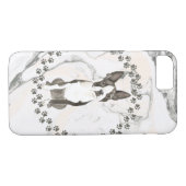 Boston Terrier Paw Prints and Marble Background Case-Mate iPhone Case (Achterkant (Horizontaal))