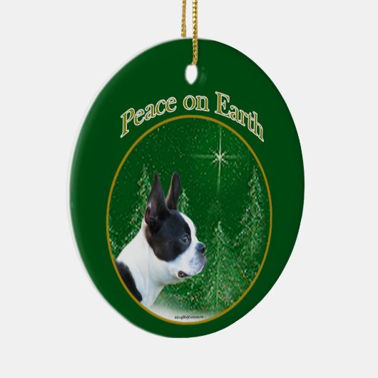 Boston Terrier Peace Keramisch Ornament (Rechts)