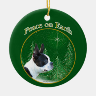 Boston Terrier Peace Keramisch Ornament