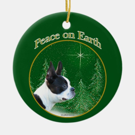 Boston Terrier Peace Keramisch Ornament (Voorkant)