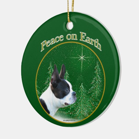 Boston Terrier Peace Keramisch Ornament (Links)