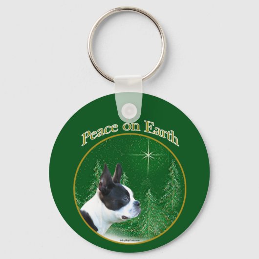 Boston Terrier Peace Sleutelhanger (Voorkant)