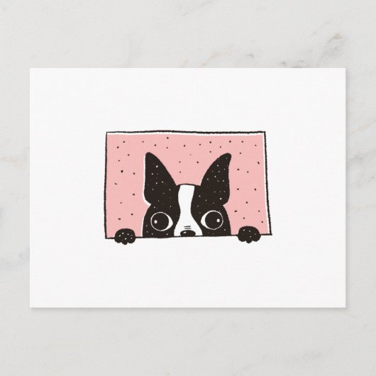 Boston Terrier Peeking Briefkaart (Voorkant)