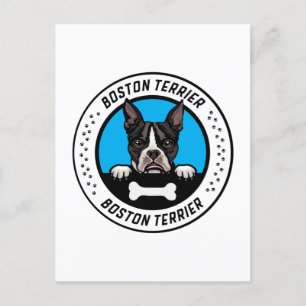 Boston Terrier Peeking Illustration Badge Briefkaart