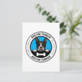 Boston Terrier Peeking Illustration Badge Briefkaart (Staand voorkant)