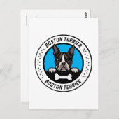 Boston Terrier Peeking Illustration Badge Briefkaart (Voorkant / Achterkant)