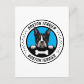 Boston Terrier Peeking Illustration Badge Briefkaart (Voorkant)