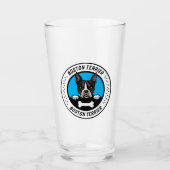 Boston Terrier Peeking Illustration Badge Glas (Voorkant)