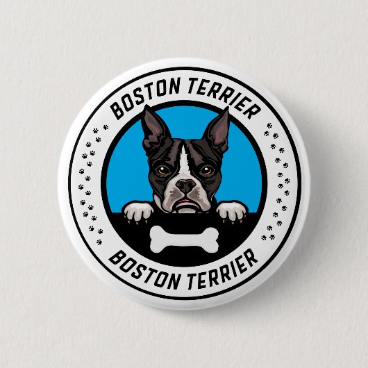 Boston Terrier Peeking Illustration Badge Ronde Button 5,7 Cm (Voorkant)
