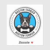 Boston Terrier Peeking Illustration Badge Sticker (Vel)
