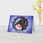 Boston Terrier Personalized Birthday Kaart (Gele Bloem)