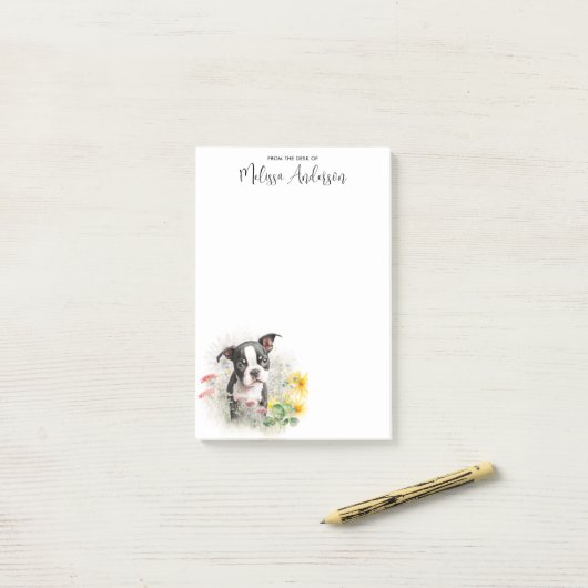 Boston Terrier Personalized Hondenliefhebber Cute  Post-it® Notes (Op bureau)