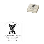 Boston Terrier Pet Dog Achternaam en retouradres Rubberstempel (Gestempeld)