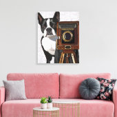 Boston Terrier Photographer Canvas Afdruk (Insitu (Woonkamer))