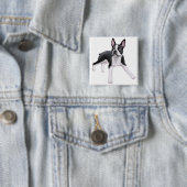 Boston Terrier Pin Vierkante Button 5,1 Cm (In situ)